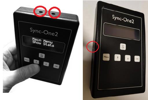 在量測工具Sync One2的上方有兩個孔位，分別是麥克風和光感應器