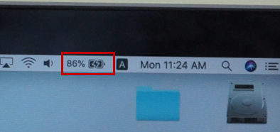 Step 1：行動電源USB Type-C®接上筆電，顯示充電圖示。