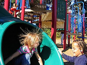 Example of the effect of static electricity on a child's hair