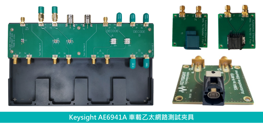 Keysight AE6941A車載乙太網路測試夾具(包含MateNet, Mini-50 & H-HTD三種connectors的adapter)