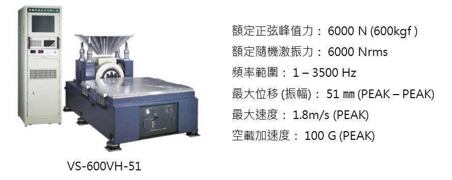 VS-600VH-51 - 百佳泰有不同規格的振動試驗機，能夠滿足不同尺寸的專案測試