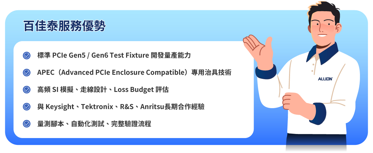 百佳泰 PCIe Gen6 治具：AI 伺服器高速算力時代唯一選擇
